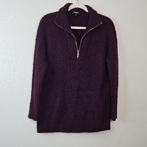 Cozy Women's Purple Sweater 💜 Express London Purple Half-Zip Sweater (XS)